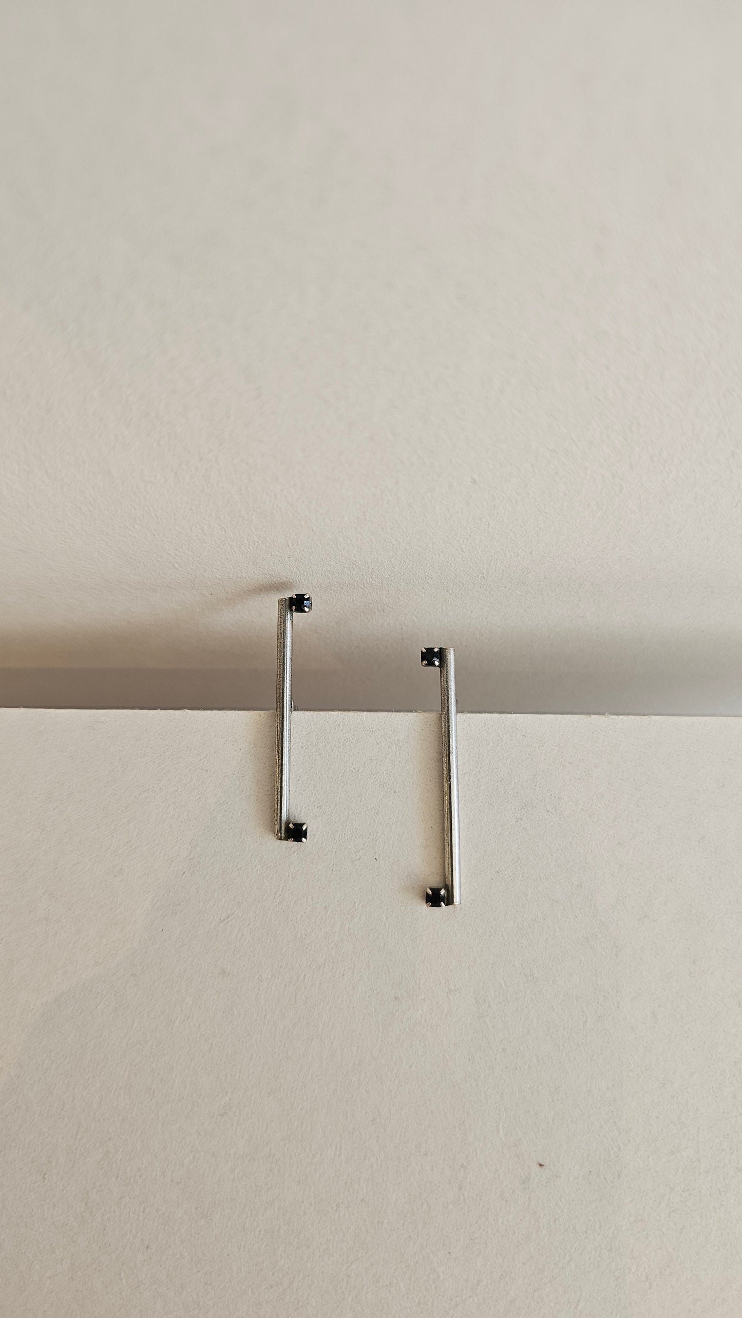 Minimalist 18k Gold plated Bar Earrings with Black Stones – Sleek & Bold