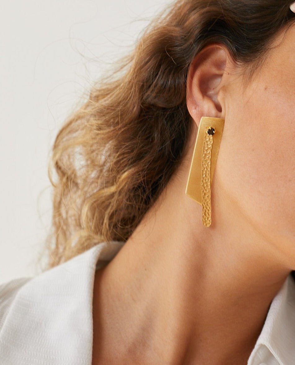 SOFIE MODULAR GOLDEN STRUCTURED EARRINGS