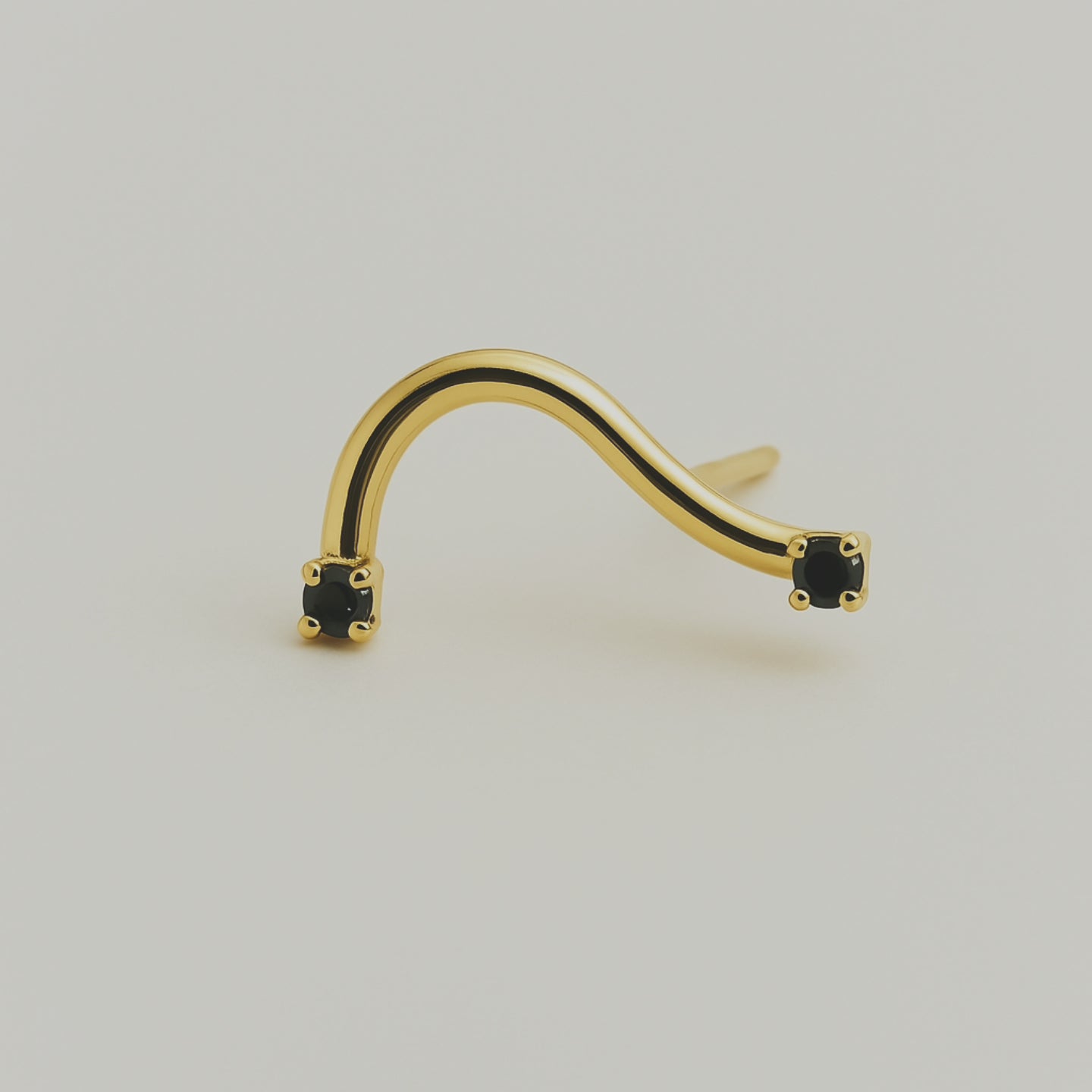 Curved Silver-Plated Earrings with Black Zircons – Modern Minimalism