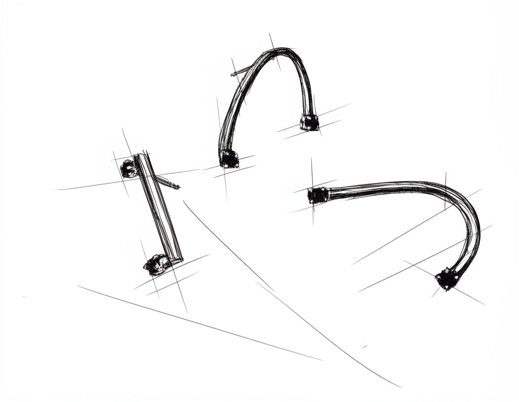 Curved Silver-Plated Earrings with Black Zircons – Modern Minimalism