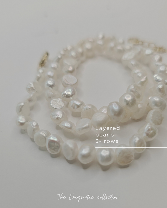 3 layers Classic Short Pearl Necklace