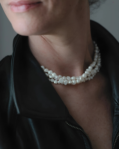 3 layers Classic Short Pearl Necklace