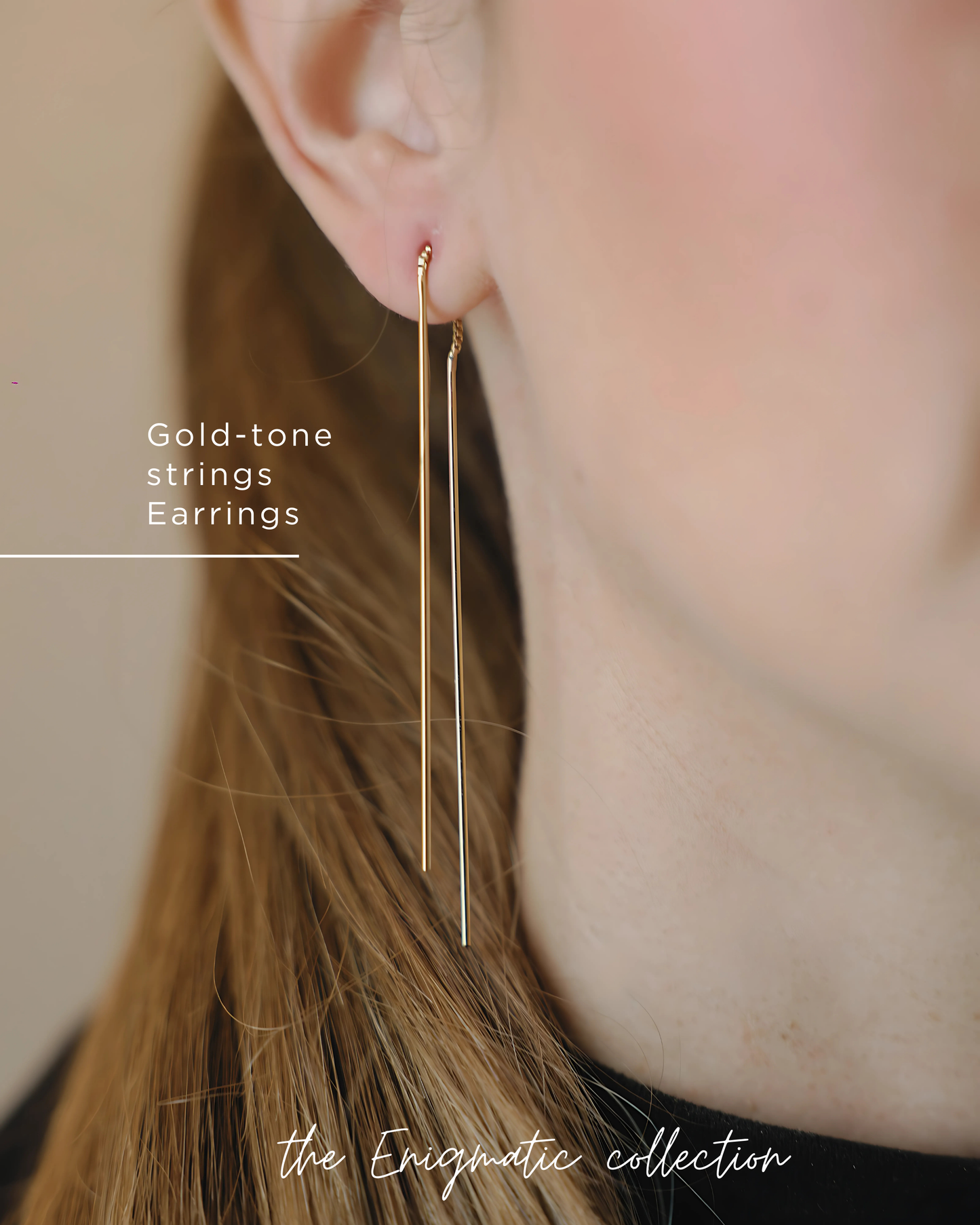 Gold string Chain Wire earrings