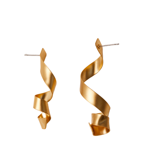 CURLY GOLDEN ASYMMETRICAL EARRINGS