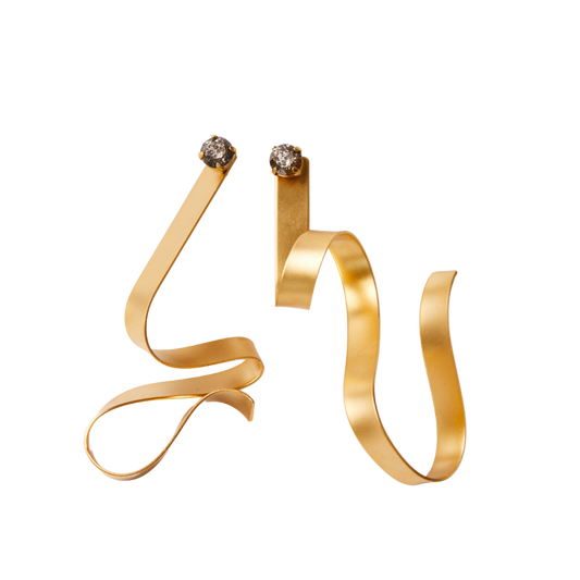 BOLD MODULAR GOLD CURVED EARRINGS