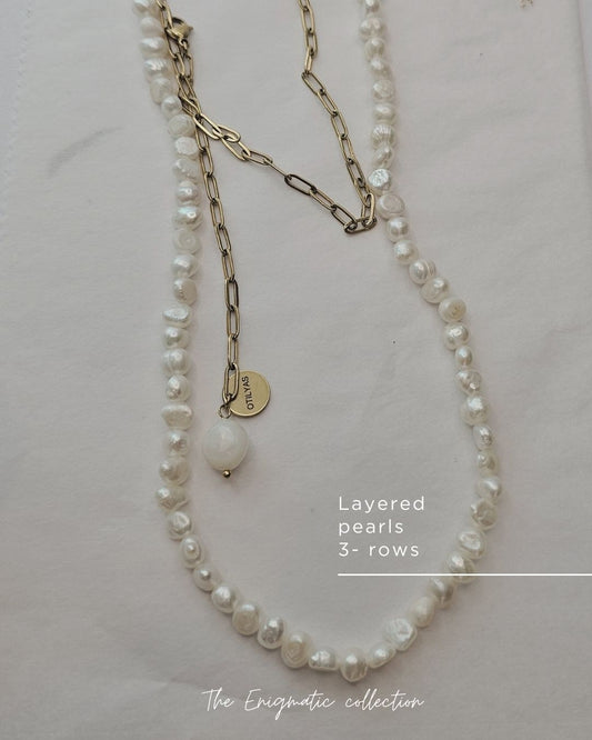 Layered long Pearls Necklace