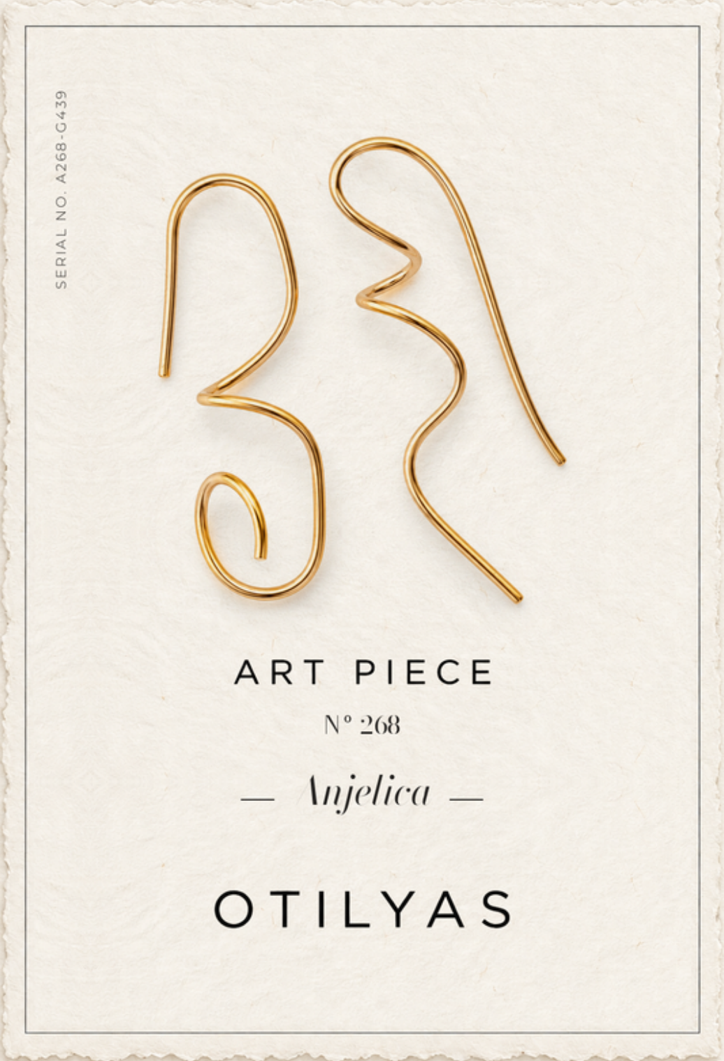 OTILYAS certificate, Art Piece Nº 268 Anjelica, serial A268-G439