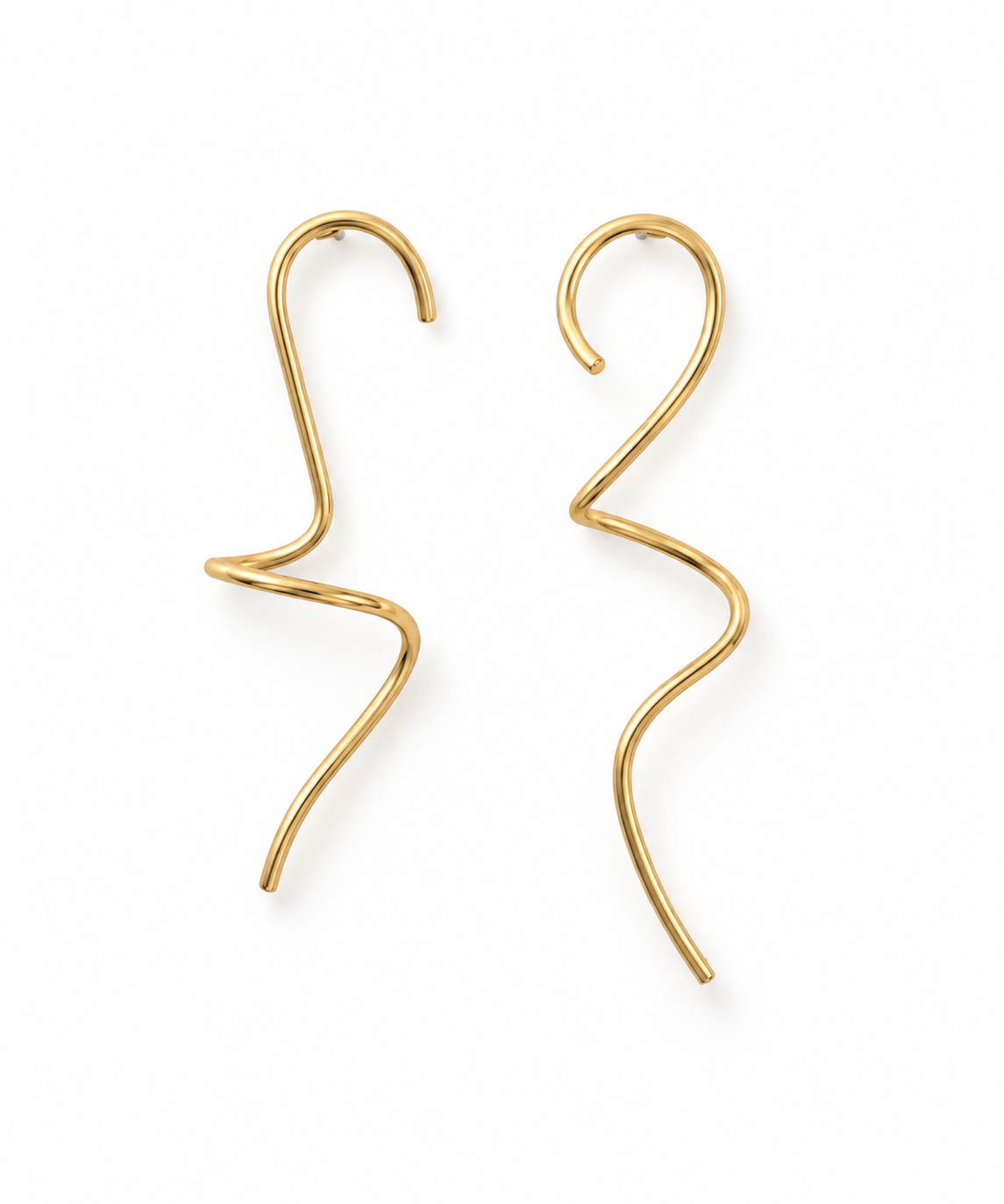 Angelina Earrings ANG-G473 on white, handmade gold-plated twisted spiral wire earrings by OTILYAS