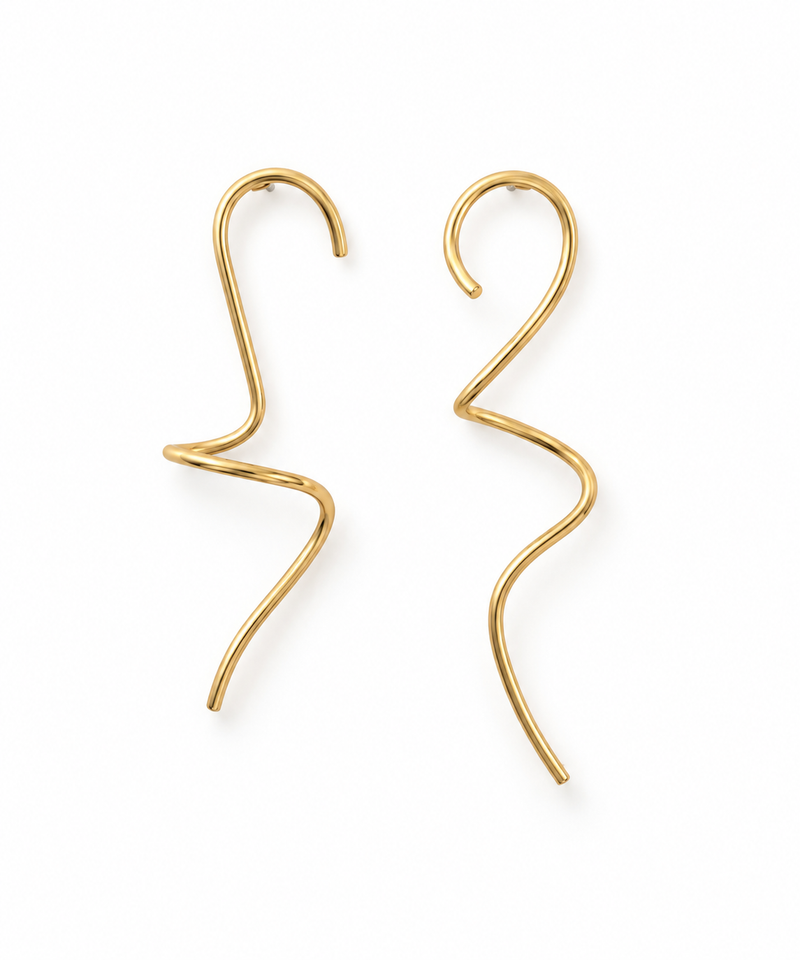 Angelina Earrings ANG-G473 on white, handmade gold-plated twisted spiral wire earrings by OTILYAS