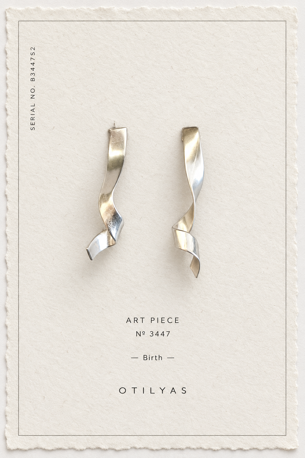 OTILYAS certificate, Birth Earrings Nº 3447, serial B3447S2