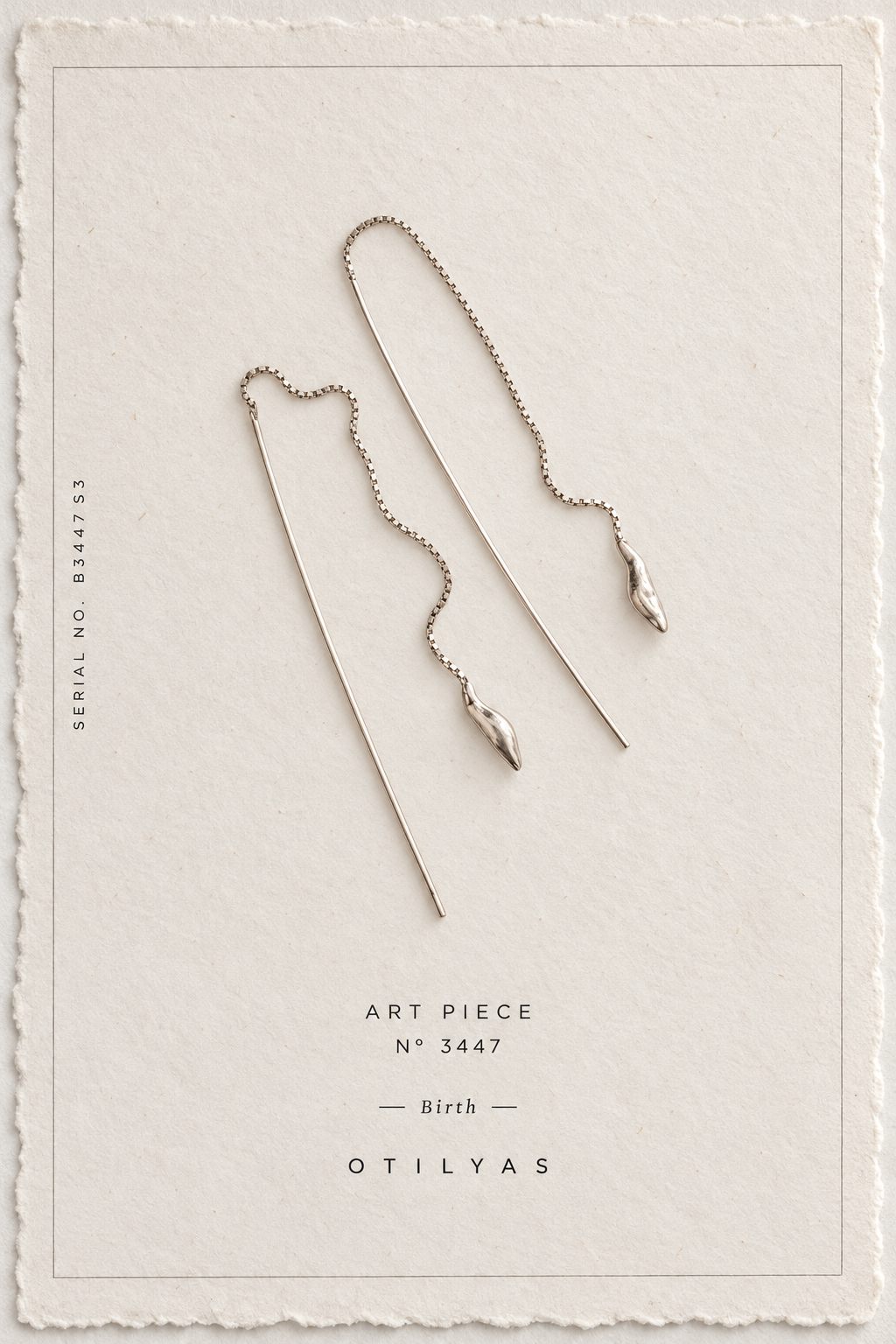 OTILYAS certificate, Birth Earrings Nº 3447, serial B3447S3
