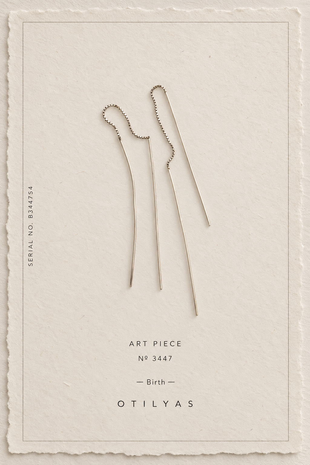 OTILYAS certificate, Birth Earrings Nº 3447, serial B3447S4