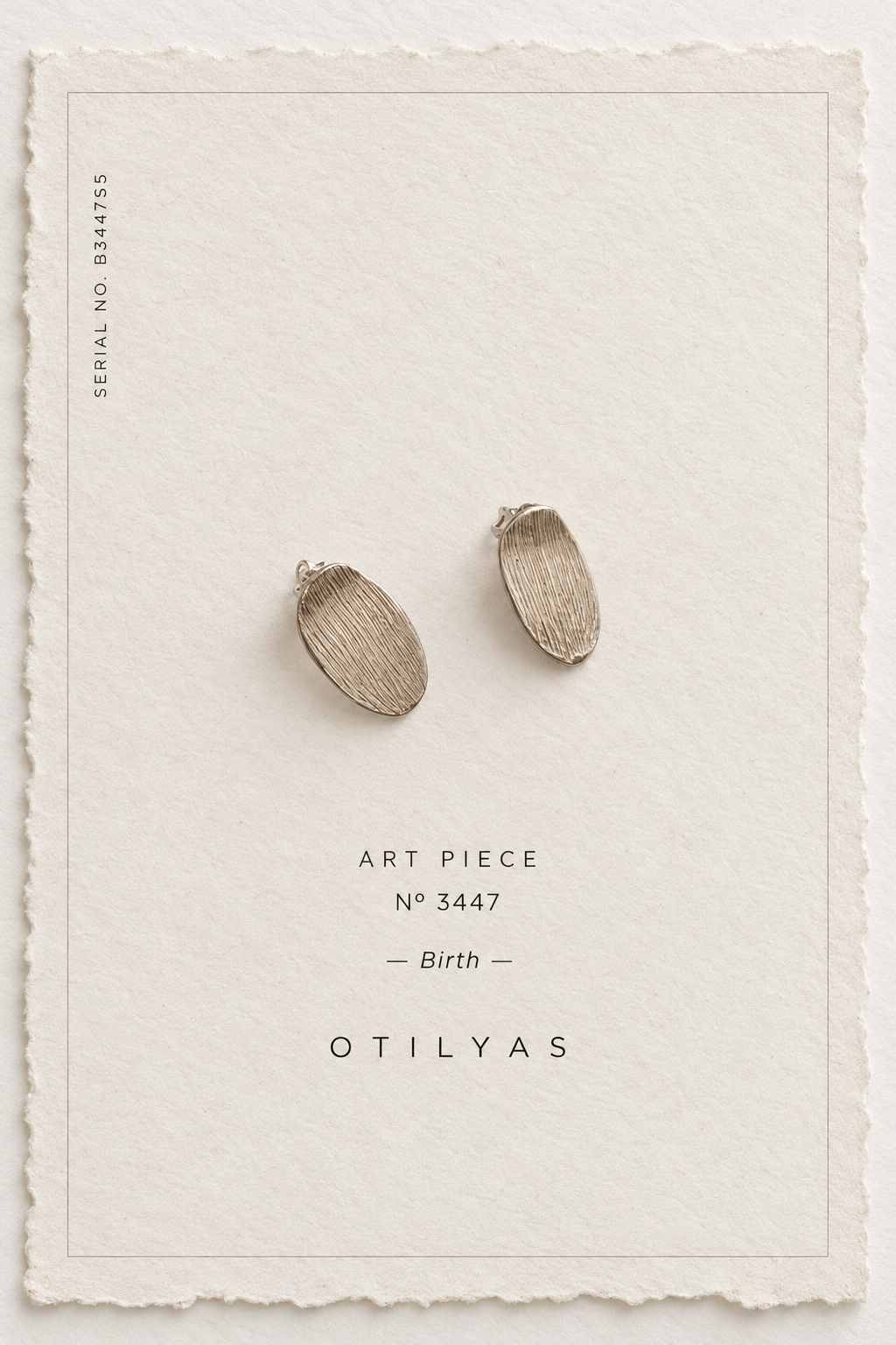 OTILYAS certificate, Birth Earrings Nº 3447, serial B3447S5