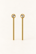 Beatrice Earrings Nº 683 (B683-G261), handmade gold-plated bar drop earrings by OTILYAS, front view on white
