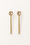 Beatrice Earrings Nº 683 (B683-G417), handmade gold-plated bar drop earrings by OTILYAS on white, front view