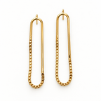 Emma Earrings Nº 9 (E9G202), handmade gold-plated paperclip earrings with box chain by OTILYAS, front view