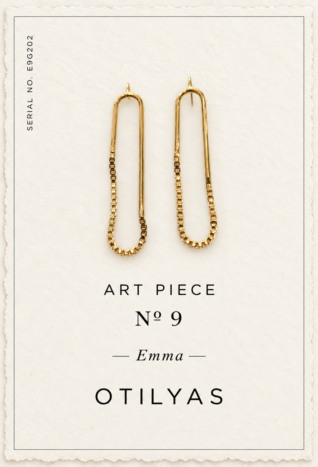 OTILYAS certificate, Art Piece Nº 9 Emma, serial E9G202