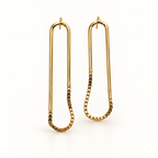 Emma Earrings Nº 9 (E9G203), handmade gold-plated paperclip earrings with box chain by OTILYAS
