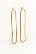 Emma Earrings Nº 9 (E9G204), handmade gold-plated paperclip earrings with box chain by OTILYAS