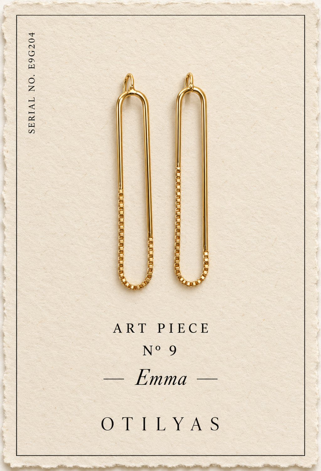 OTILYAS certificate, Art Piece Nº 9 Emma, serial E9G204