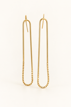 Emma Earrings Nº 9 (E9G205), handmade gold-plated paperclip earrings with box chain by OTILYAS
