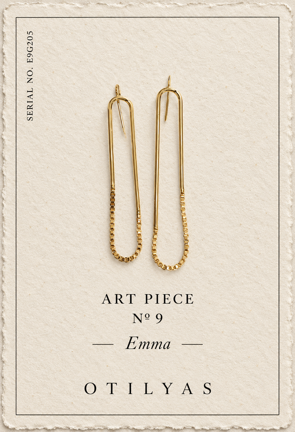 OTILYAS certificate, Art Piece Nº 9 Emma, serial E9G205
