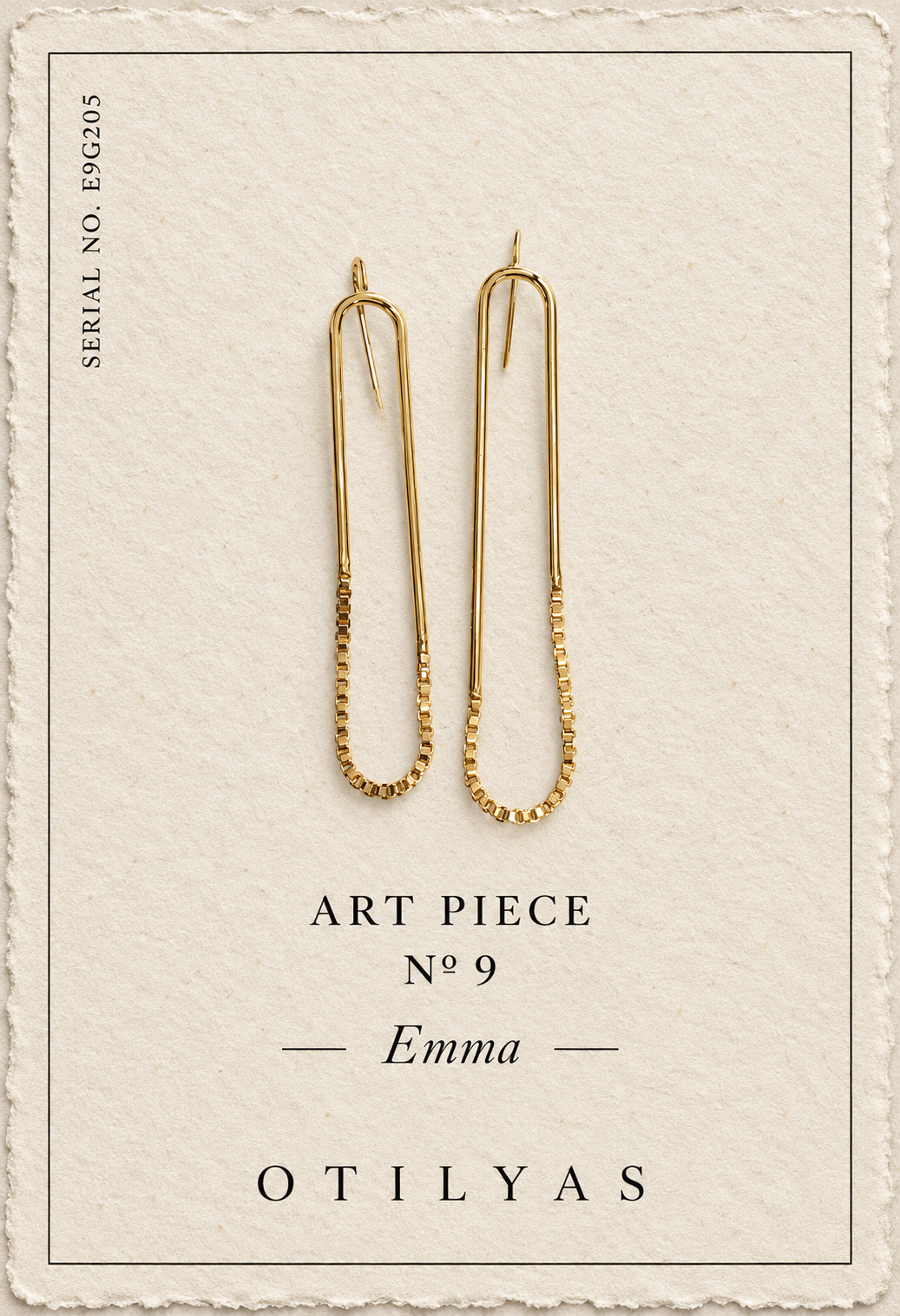 OTILYAS certificate, Art Piece Nº 9 Emma, serial E9G205