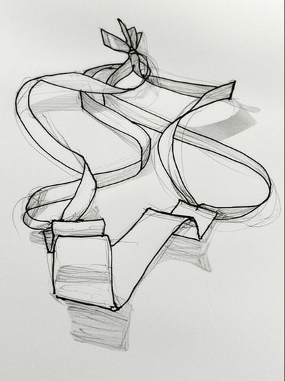 Sculptural Gold-Plated Ribbon Necklace – Bold & Artistic - made by order