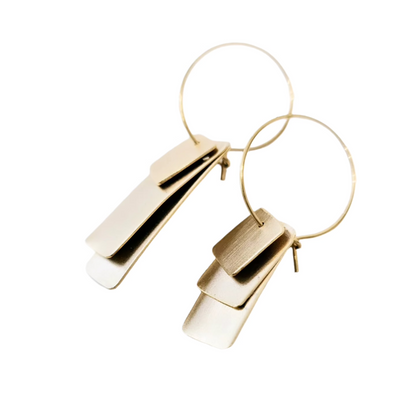 ASYMMETRICAL layered gold earrings