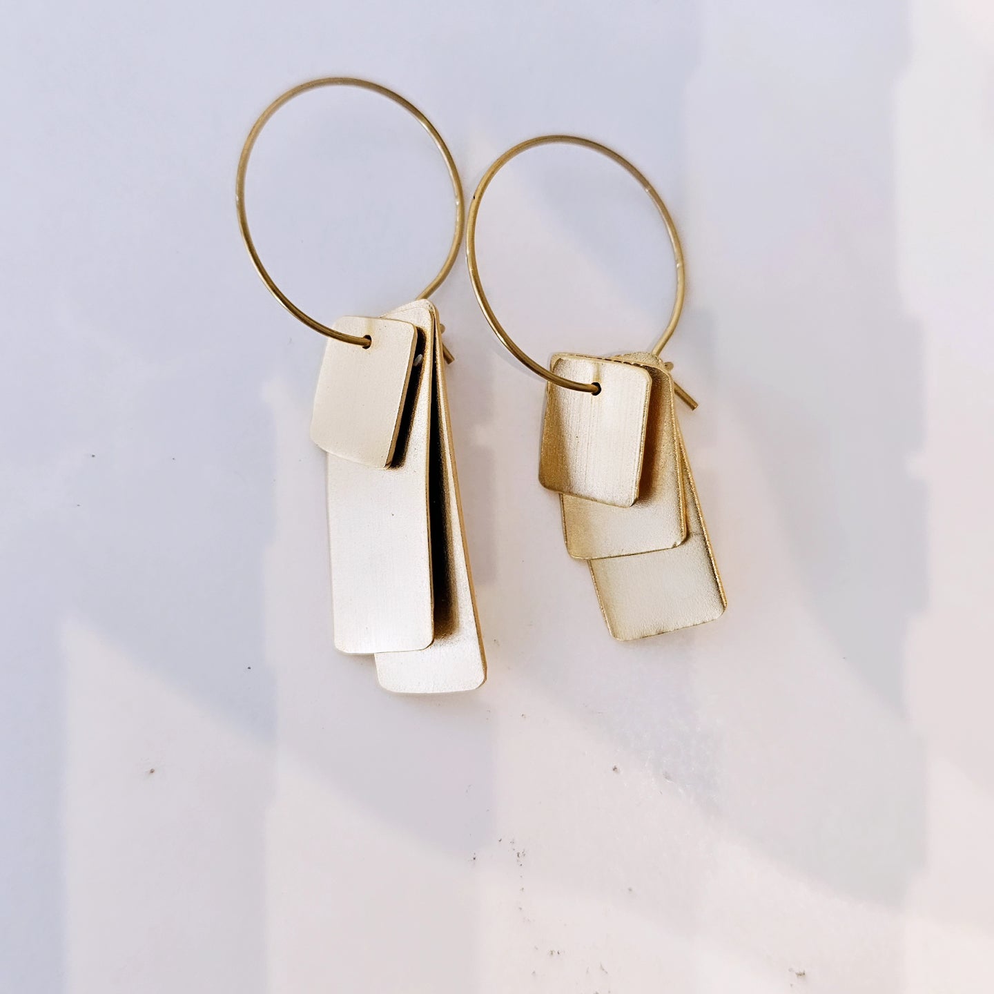 ASYMMETRICAL layered gold earrings