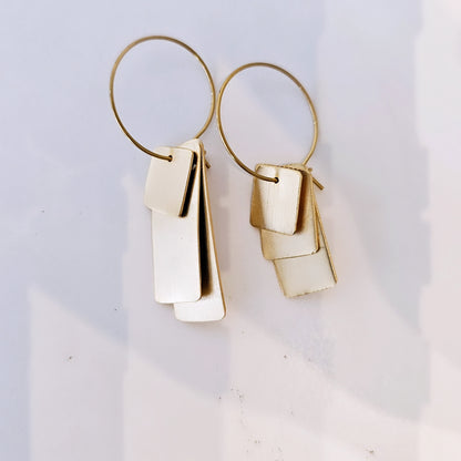 ASYMMETRICAL layered gold earrings