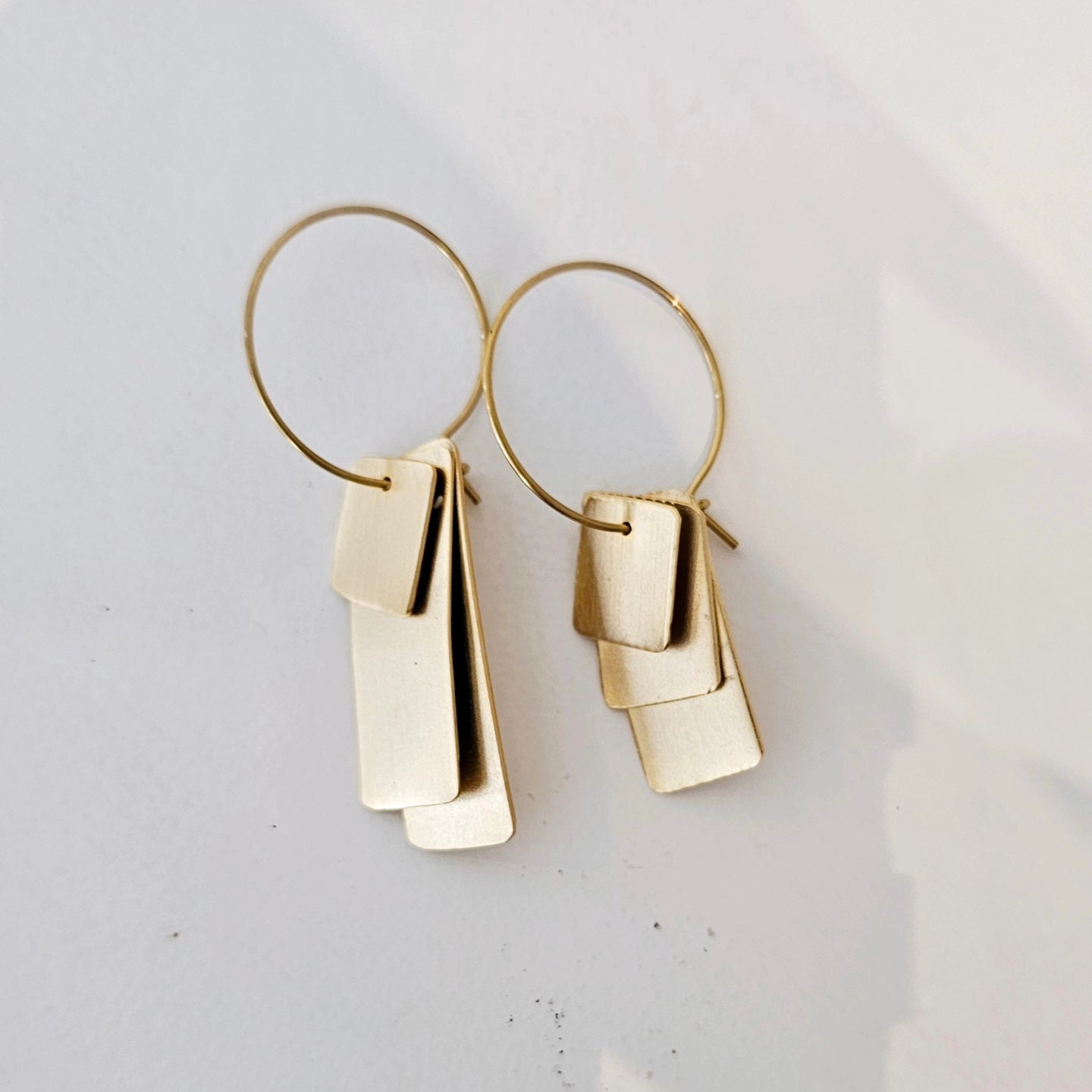 ASYMMETRICAL layered gold earrings