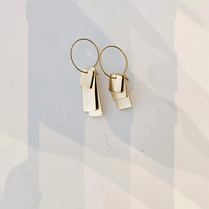 ASYMMETRICAL layered gold earrings