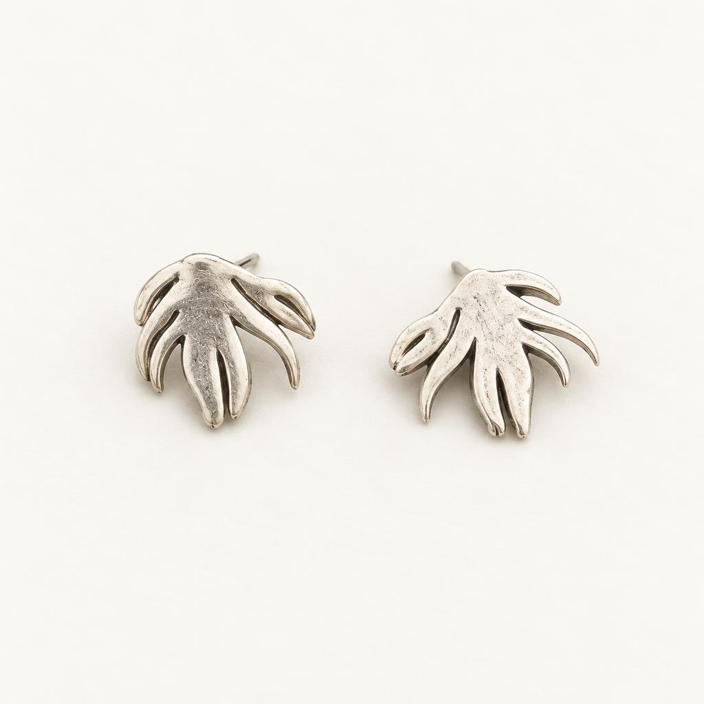 Birth Earrings Nº 3447, Sterling Silver, S1 Leaf Studs, handmade 925 sterling silver earrings by OTILYAS