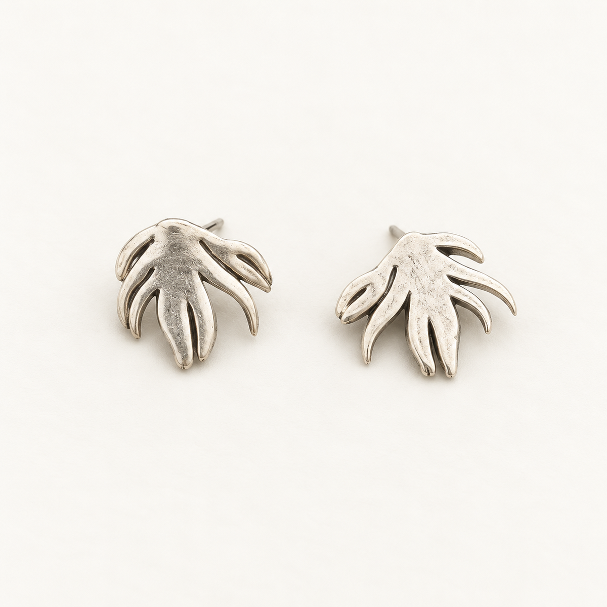 Birth Earrings Nº 3447, Sterling Silver, S1 Leaf Studs, handmade 925 sterling silver earrings by OTILYAS