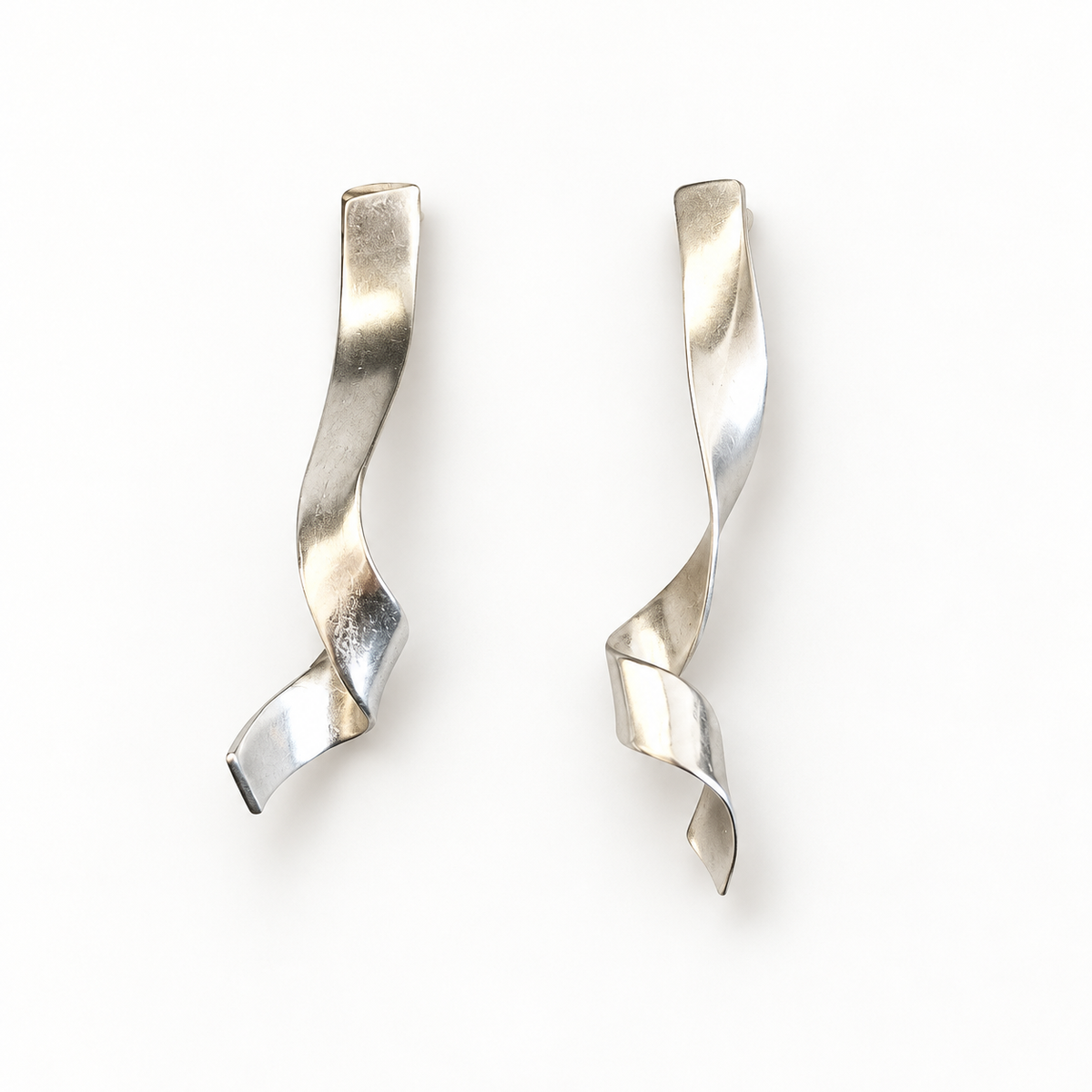 Birth Earrings Nº 3447, Sterling Silver, S2 Twisted Ribbon Drops, handmade 925 sterling silver earrings by OTILYAS