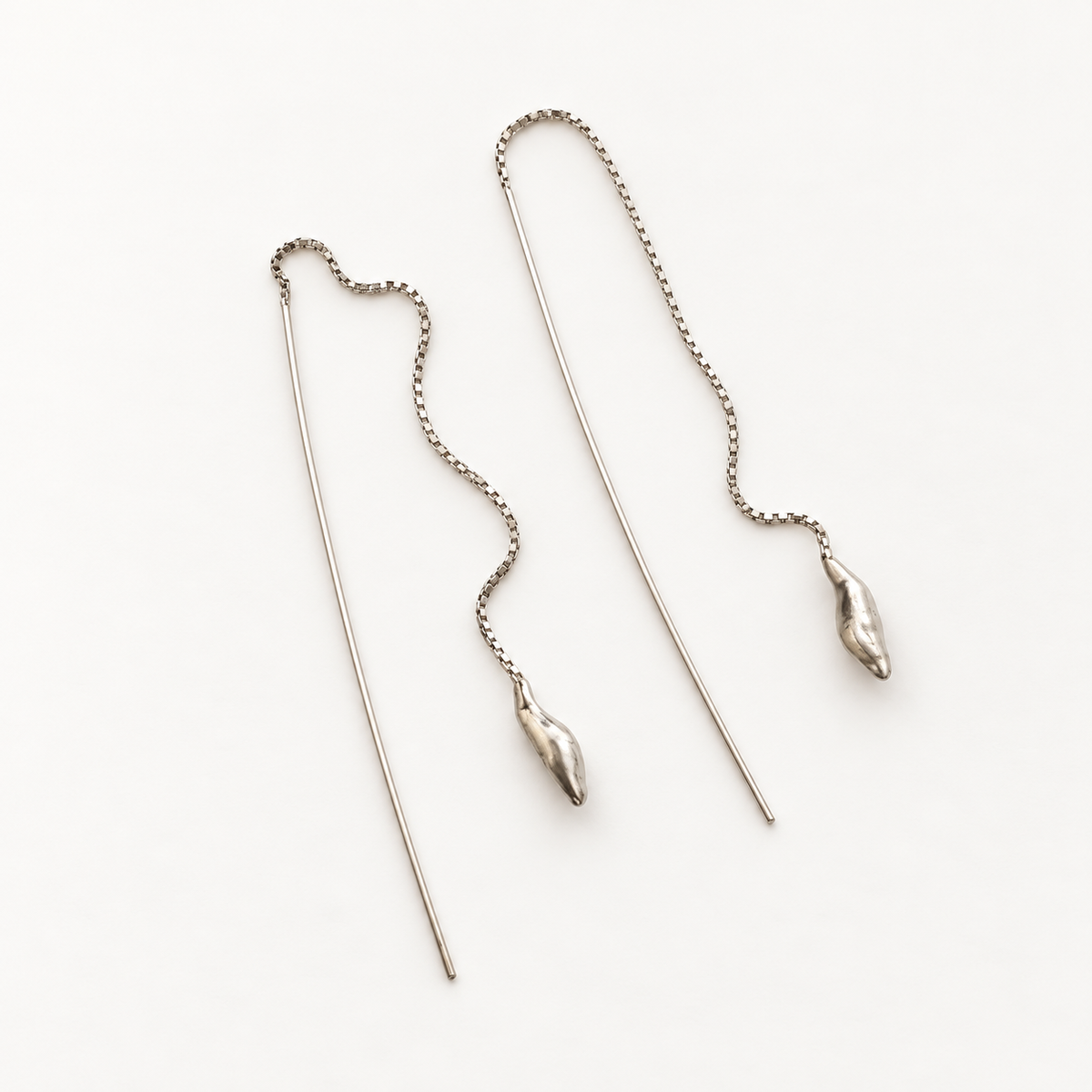 Birth Earrings Nº 3447, Sterling Silver, S3 Threader Drops, handmade 925 sterling silver earrings by OTILYAS