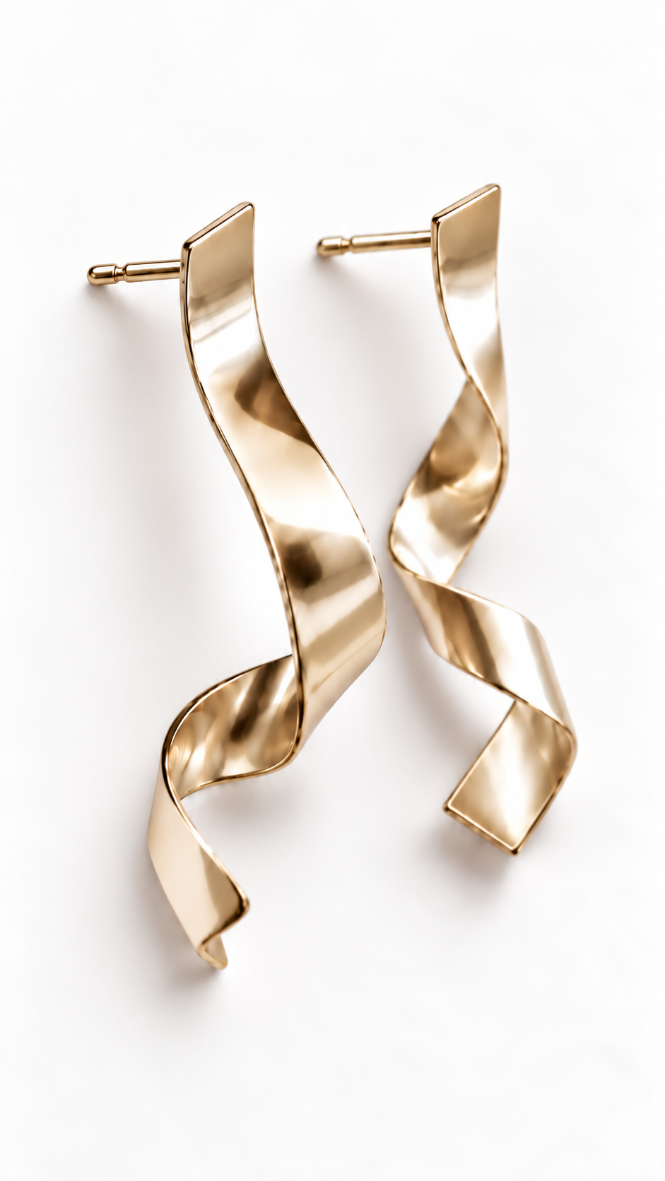 Dafnie earrings in 14k solid gold, twisted ribbon studs