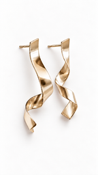 Dafnie 14k gold ribbon earrings, front view