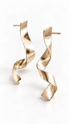 Dafnie gold ribbon earrings, side view