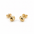 Little Studs in 14k yellow gold, close-up of the two irregular, asymmetrical studs with butterfly backs