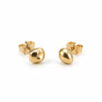Little Studs in 14k yellow gold, close-up of the two irregular, asymmetrical studs with butterfly backs