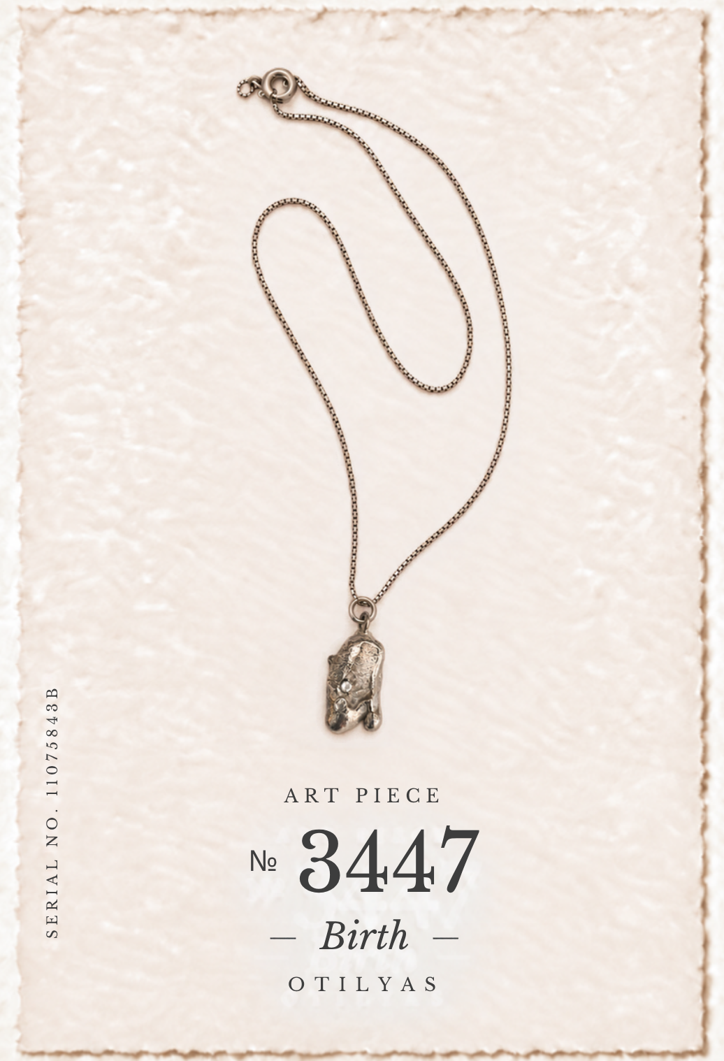 OTILYAS certificate, Birth Necklace (A) Nº 3447, serial 11075843B