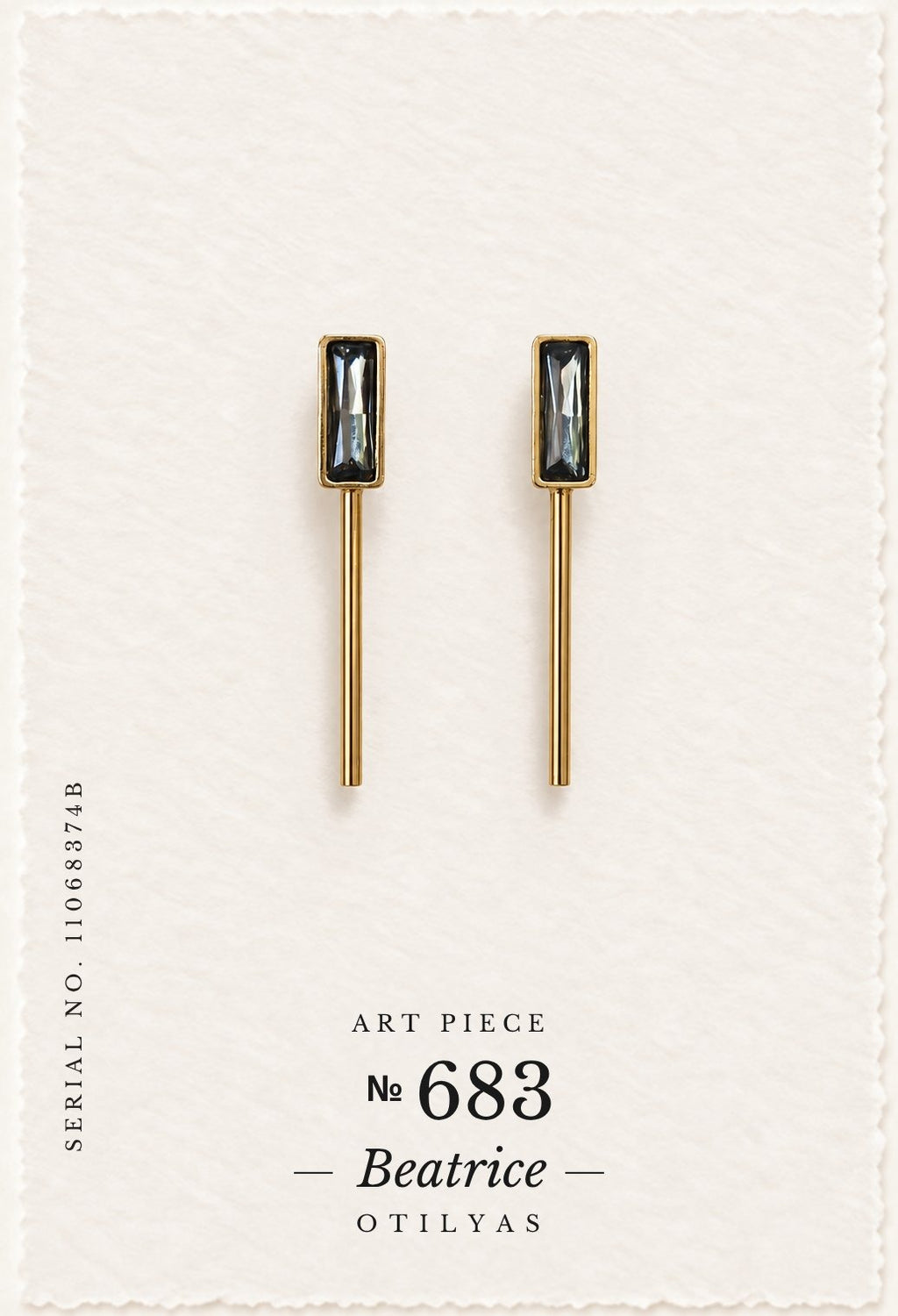 OTILYAS certificate, Beatrice Earrings (B) Nº 683, serial 11068374B