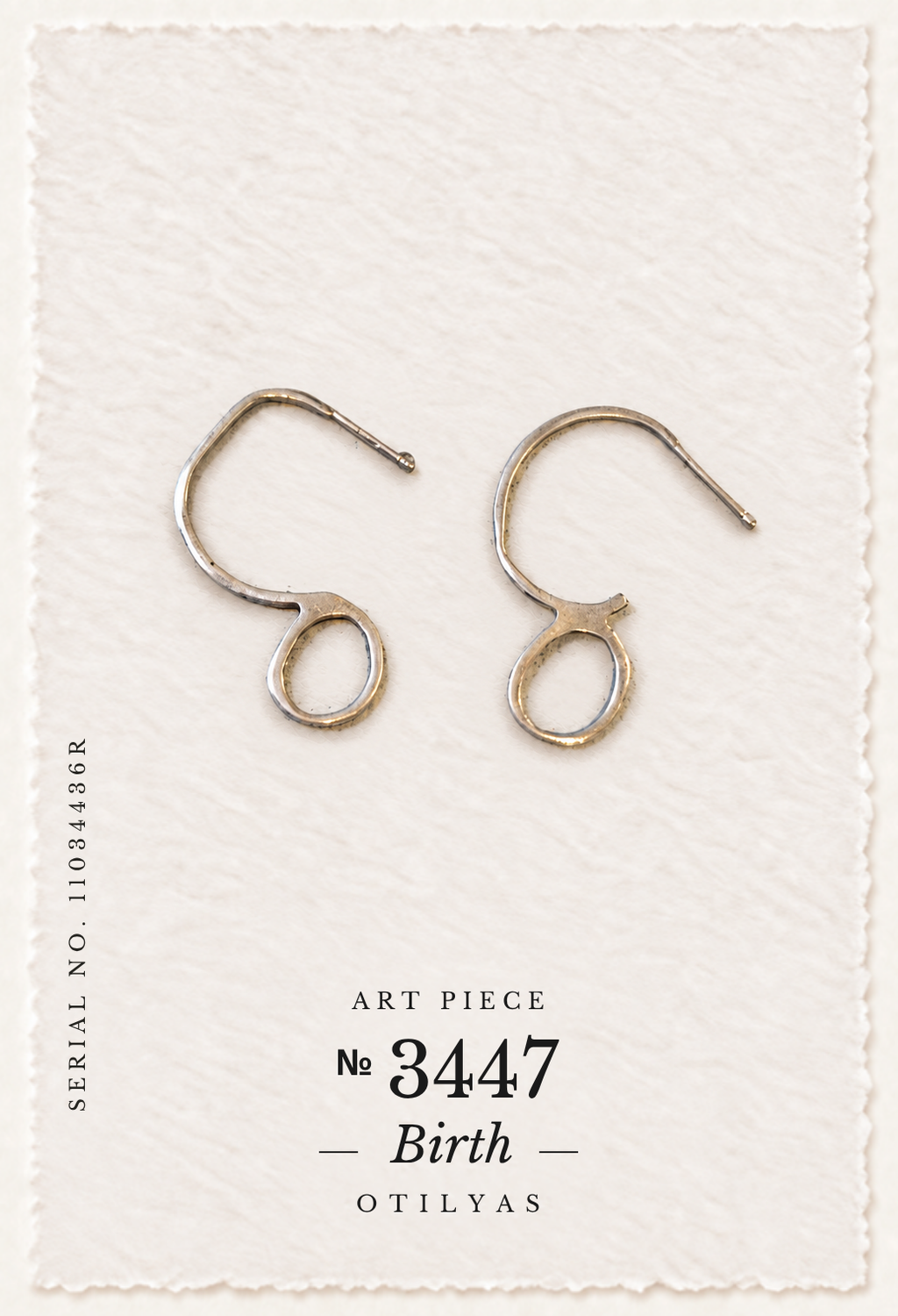 OTILYAS certificate, Birth Earrings (B) Nº 3447, serial 11034436R