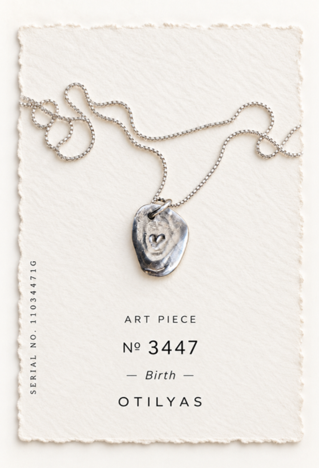 OTILYAS certificate, Birth Necklace (C) Nº 3447, serial 11034471G