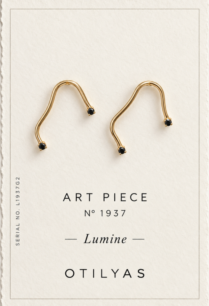 Lumine Earrings (gold, black stones) Nº 1937