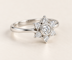 The Platinum Star ring, 950 platinum, three-quarter view
