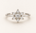 The Platinum Star ring, 950 platinum, front close-up