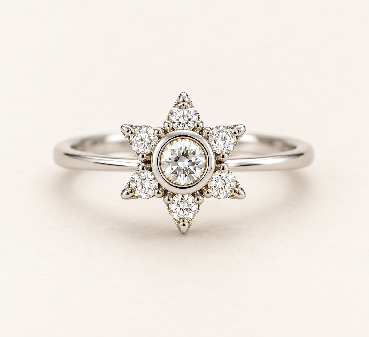 The Platinum Star ring, 950 platinum, front close-up